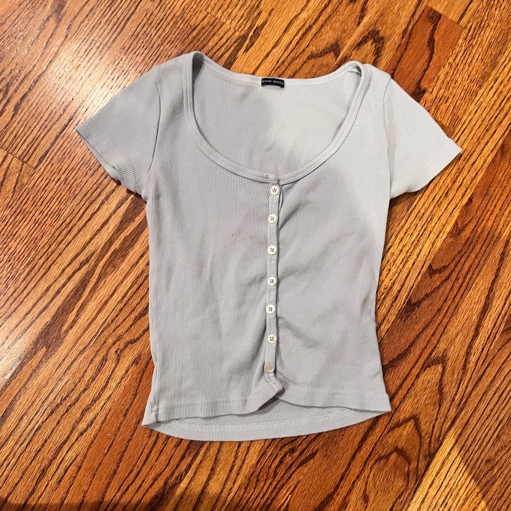 brandy melville scoop neck button up t shirt